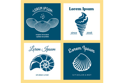 Seashells nautical logo templates set