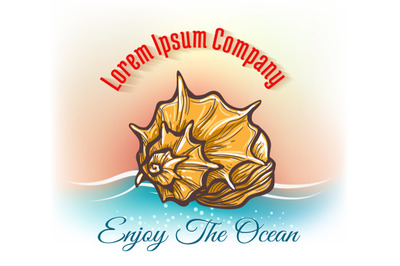 Cruise travelling logo with seashell