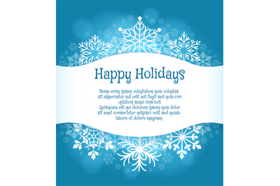 Happy holidays blue background with snowflakes