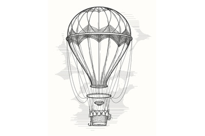 Retro hot air balloon sketch