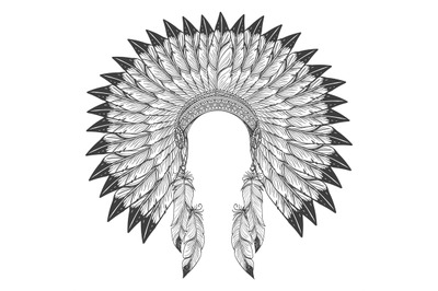 Native american indian headdress with feathers