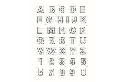 Drafting paper alphabet