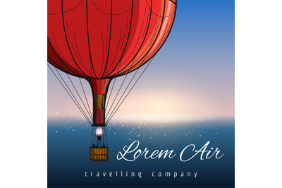 Hot air balloons travelling company poster