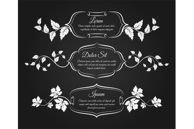 Vintage frames with floral decorative elements