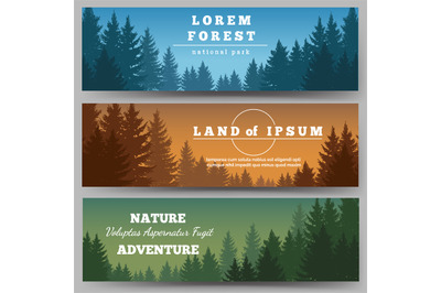 Green pines forest banners