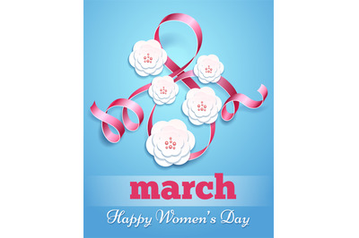 Eight march poster with paper flowers