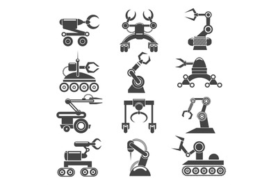 Robot arms black icons