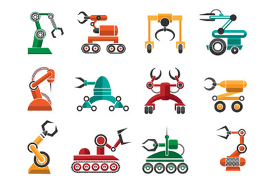 Manufacturing robotic auto hands icons