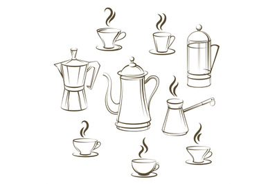 Coffee sketch vector collection