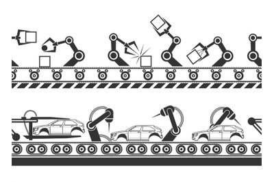 Manufacturing line with robot hands