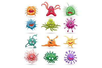 Germs cartoon characters set