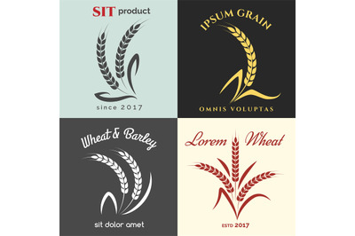 Ears of wheat logo set