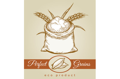 Eco grains product sketch illustration