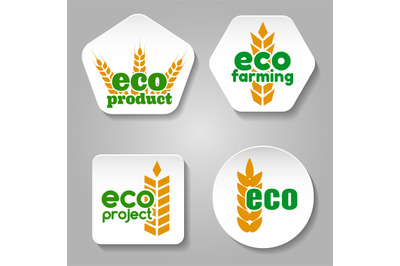 Eco grain product logo set