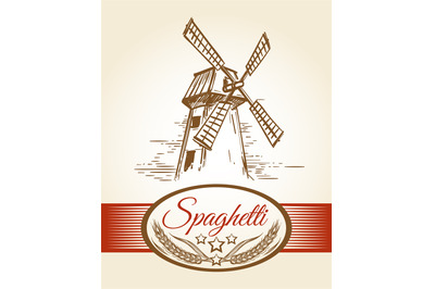 Spaghetti pasta bakery label