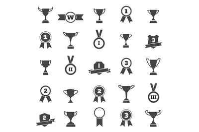 Trophy and award simple black icons