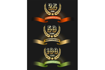 Anniversary golden logo set