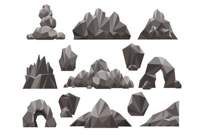 Cartoon 3d rock and stone set