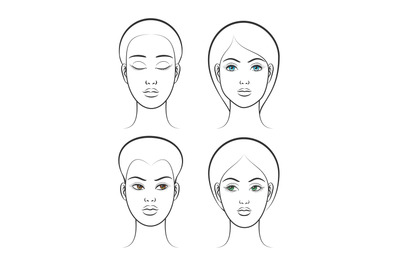 Beautiful female face set