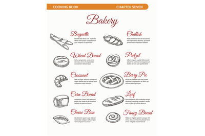 Bakery cooking book page with bread