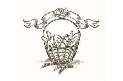 Wheat bakery basket sketch