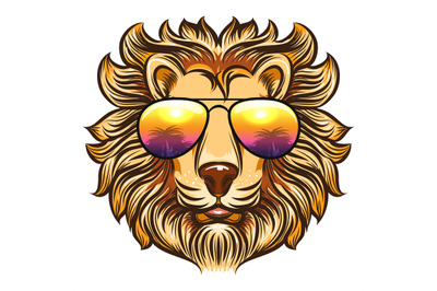 Lion in rainbow glasses