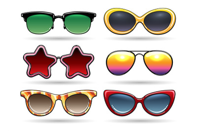 Colored sunglasses with reflection