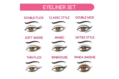 Woman eyes makeup set