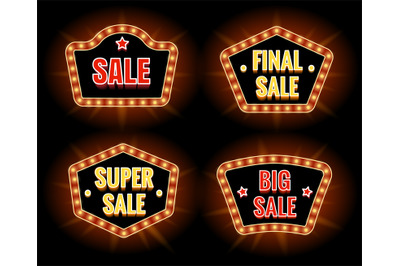 Retro sale lightbulb signs