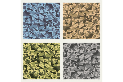 Fabric camouflage seamless patterns set