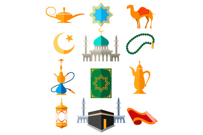 Muslim arabic colorful icons