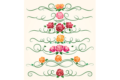 Decorative flourish rose flower dividers