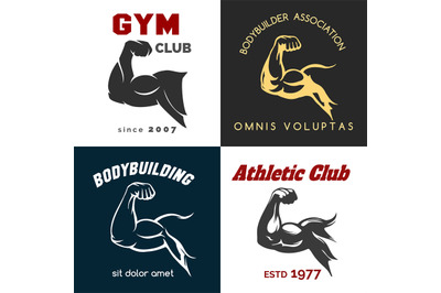 Fitness center logo set