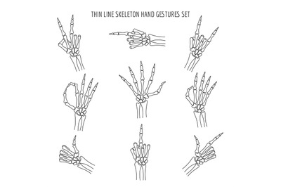 Vector linear skeleton hands gestures