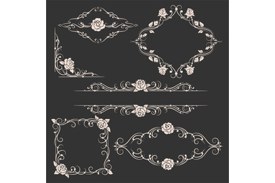 Ornamental floral frames set