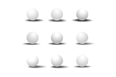 White 3D sphere set with shadows