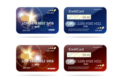 Credit card with chip icons