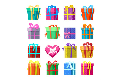 Gifts or presents boxes icocns set