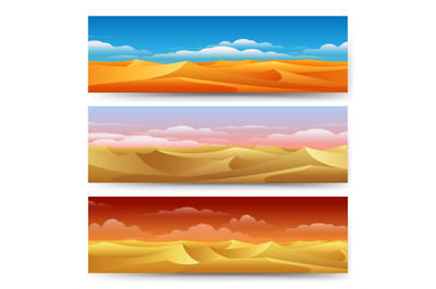 Sand dunes banners set