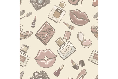 Vintage fashion female seamless pattern