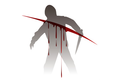 Killer silhouette against blood splashes