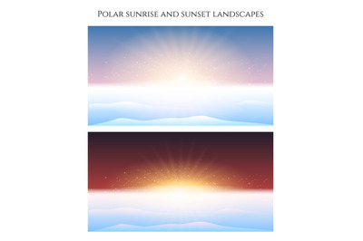 Polar sunrise and sunset landscape