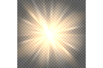 Sun rays on transparent background