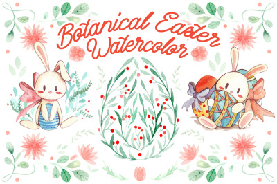 Botanical Easter Bunny-Watercolor