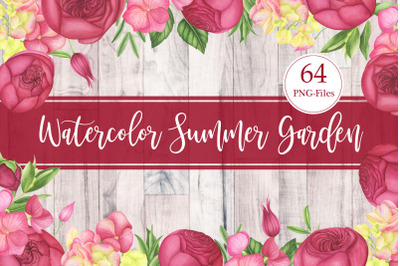 Watercolor Summer flowers clipart
