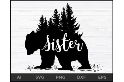 Sister Bear SVG / Bear SVG / Bear Vector / Bear Silhouette / Bear Clip