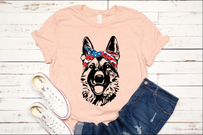 German shepherd USA Bandana mask Head Dog 4th July Breed K-9 1369s