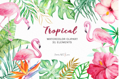 Tropical Watercolor Set Clipart