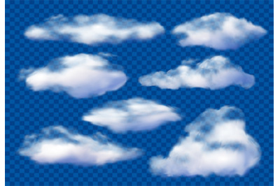 Realistic clouds. Cloudy sky&2C; fluffy cloud and white vapor clouds isol