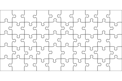 Puzzles pieces. 10x5 jigsaws grid, puzzle shape and join 50 piece game